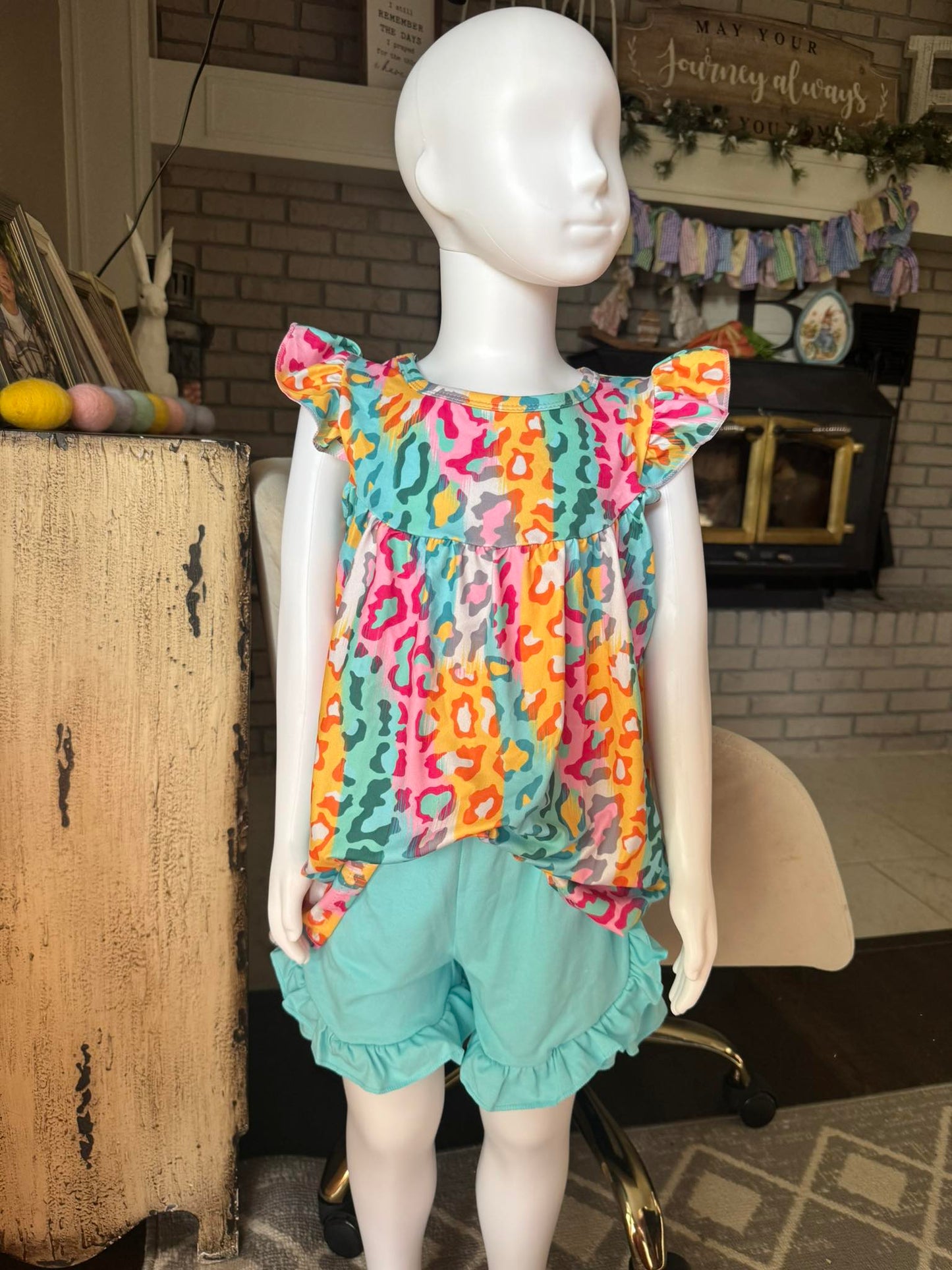 Colorful Leopard Shorts Set