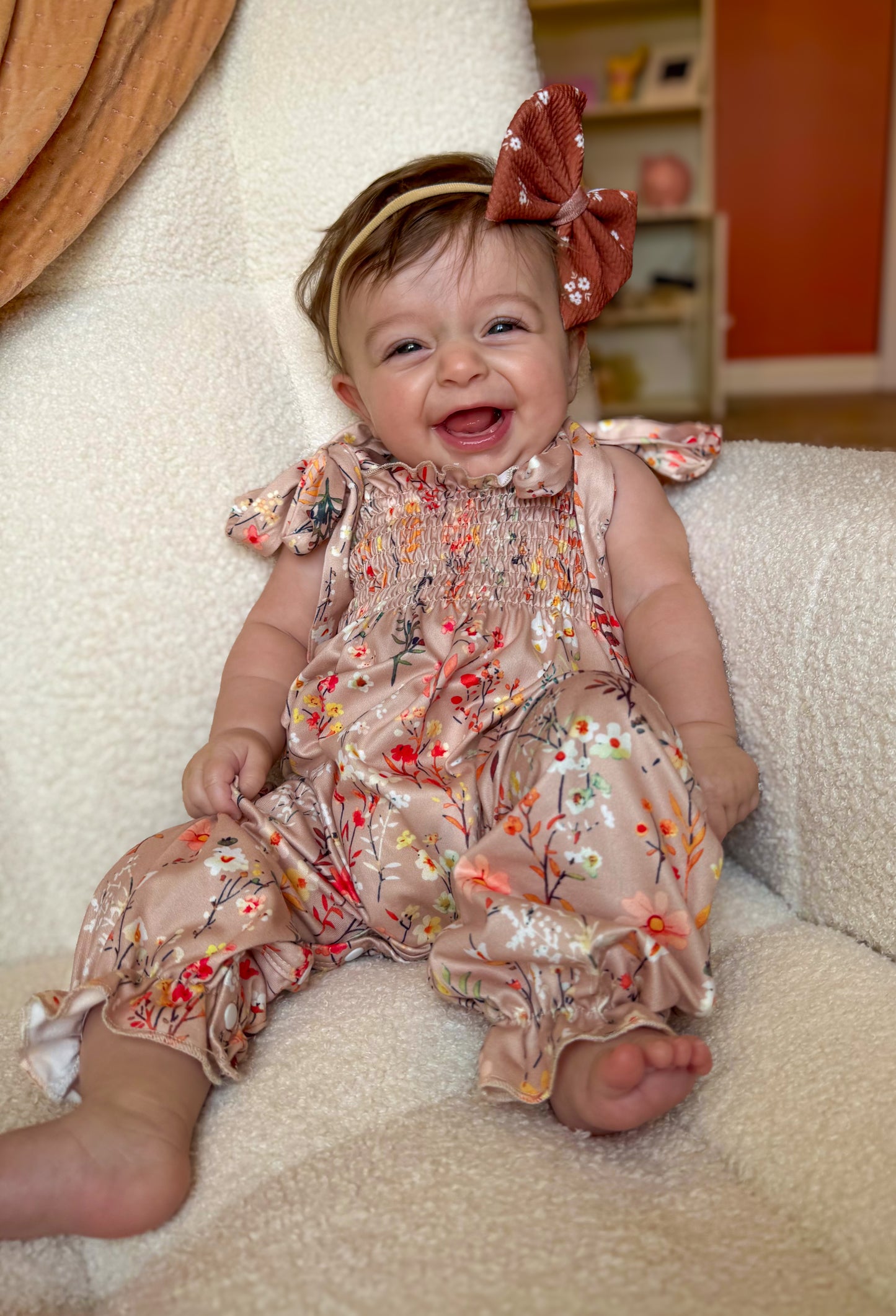 Fall Floral Infant Tie Romper
