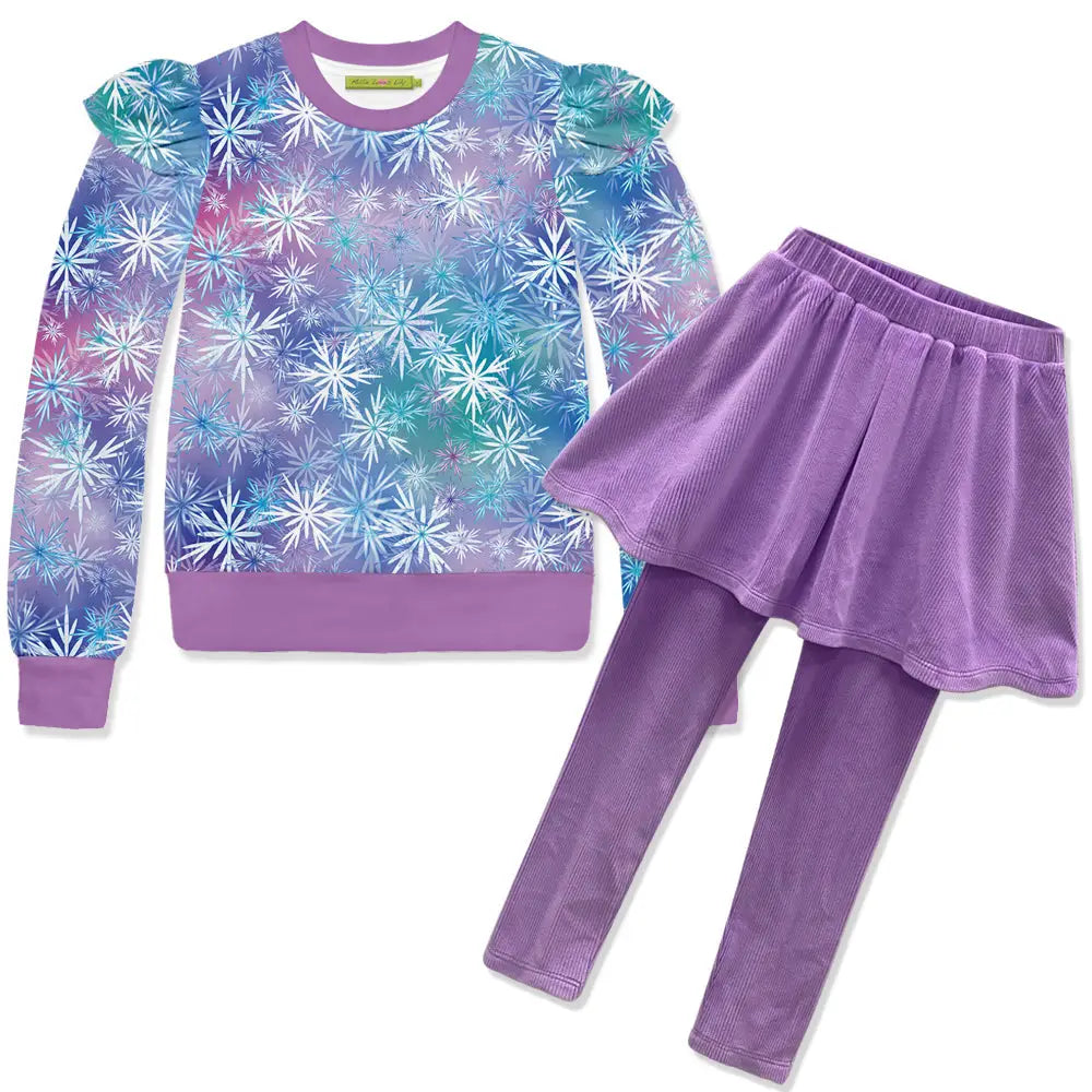 Snowflake Velour Sweatshirt & Velour Skirted Leggings
