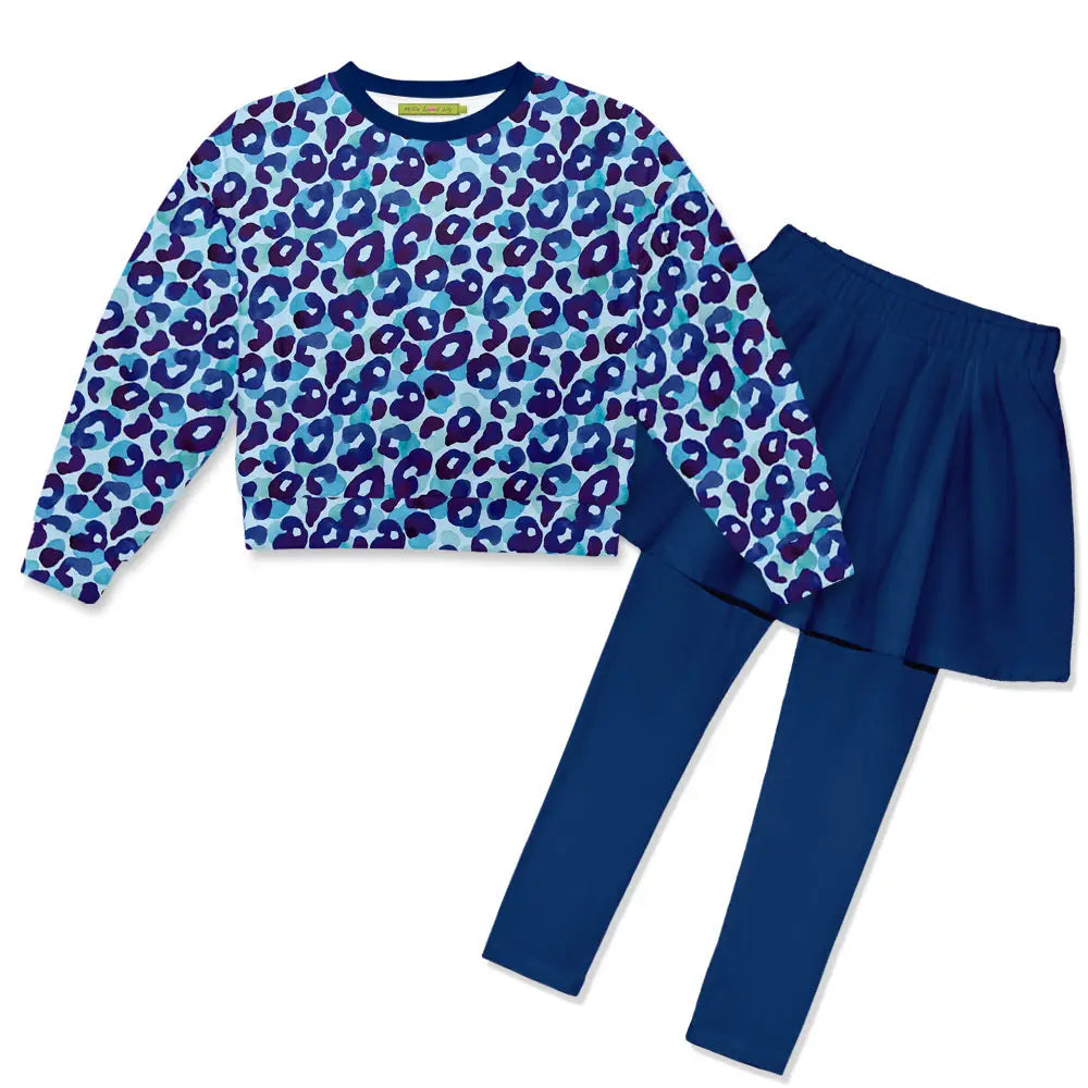 Cool Leopard Velour Sweatshirt & Skirted Leggings