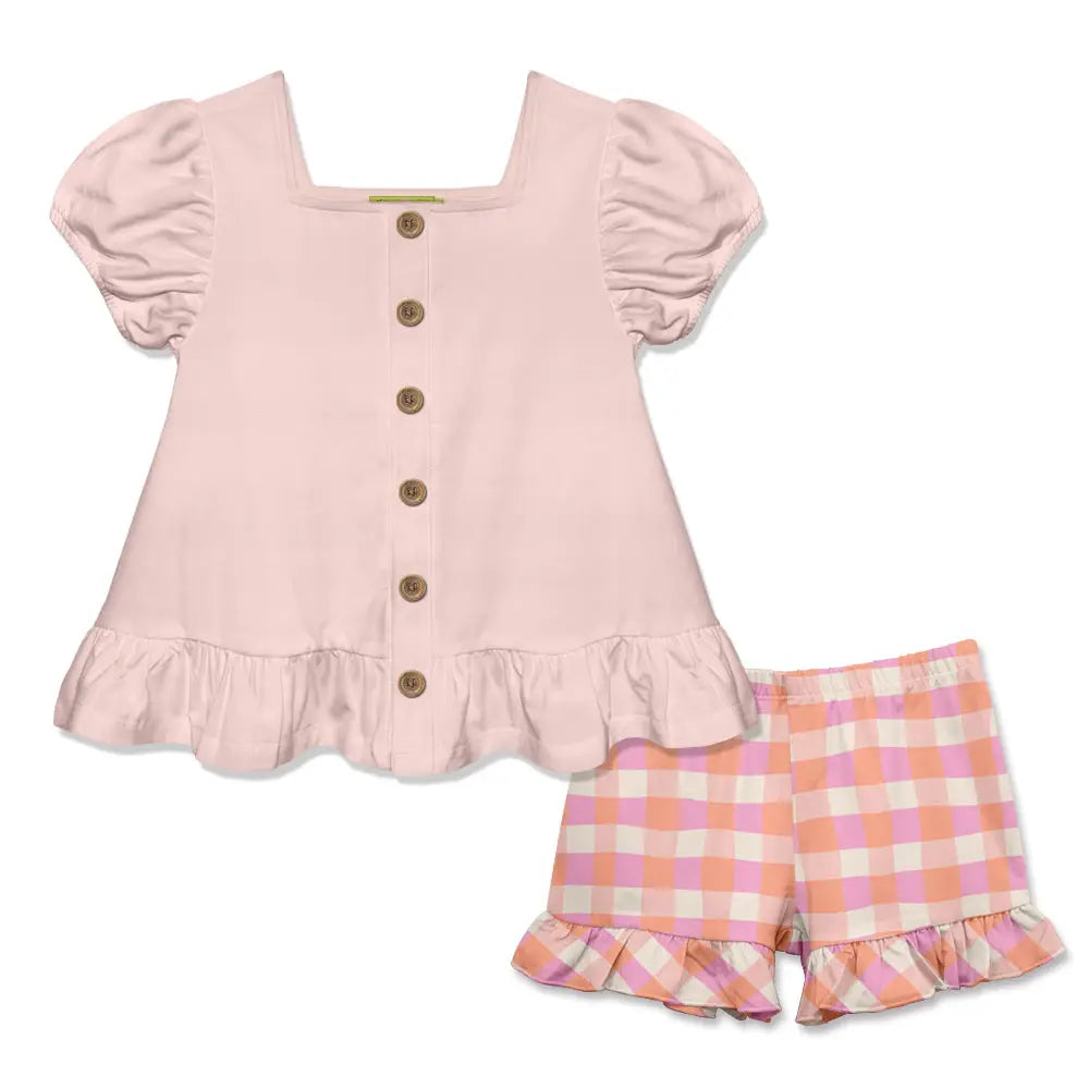 Todder/Big Girl Puff Sleeve Top w/ Ruffle Shorts (Choose Your Color!)