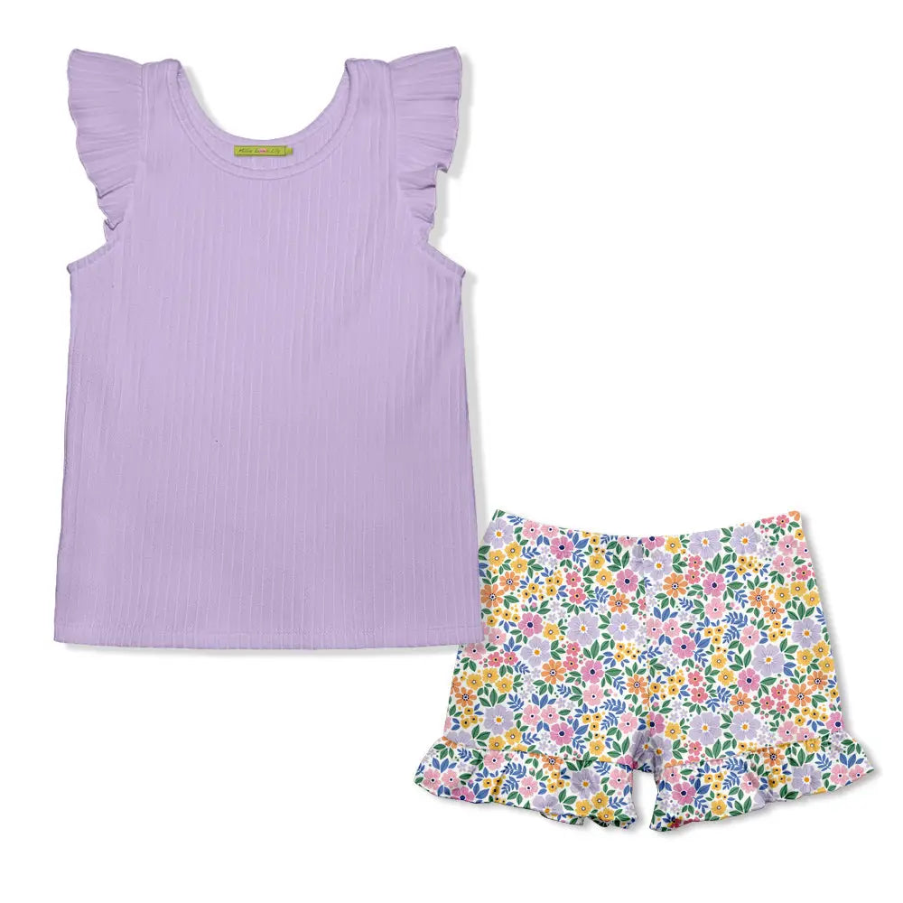 Todder/Big Girl Ribbed Ruffle Top w/ Ruffle Shorts (Choose Your Color!)