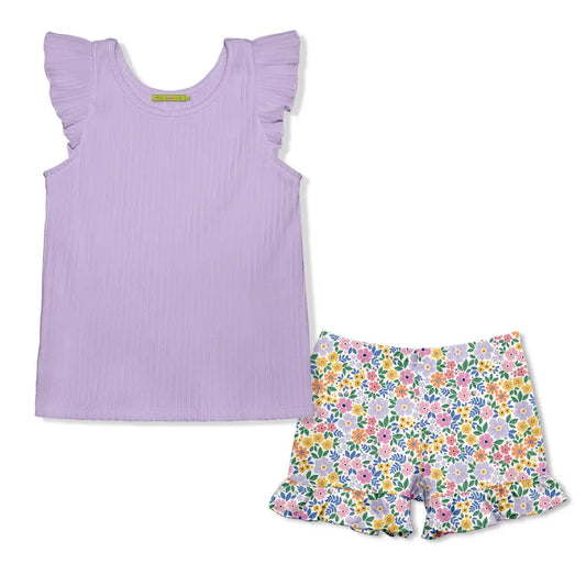 Todder/Big Girl Ribbed Ruffle Top w/ Ruffle Shorts (Choose Your Color!)