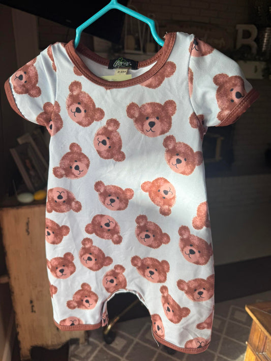 Fuzzy Bear Shorts Romper