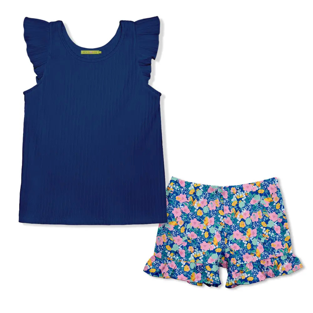 Todder/Big Girl Ribbed Ruffle Top w/ Ruffle Shorts (Choose Your Color!)