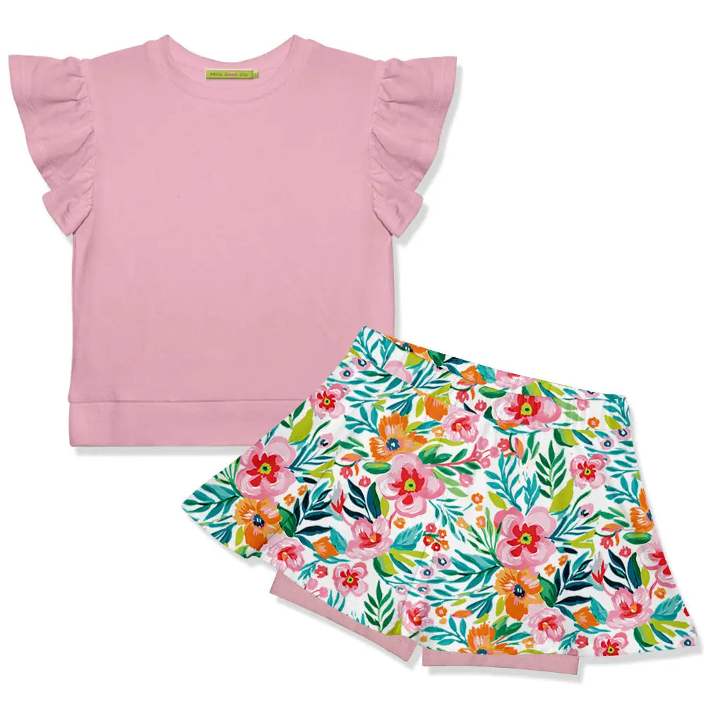 Todder/Big Girl French Terry Top w/ Twirl Skort (Choose Your Color!)