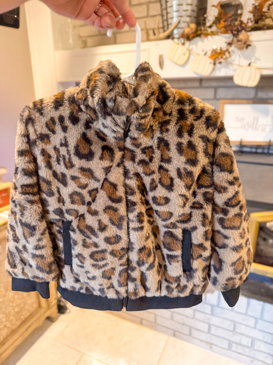 Sherpa Leopard Zip-up Jacket