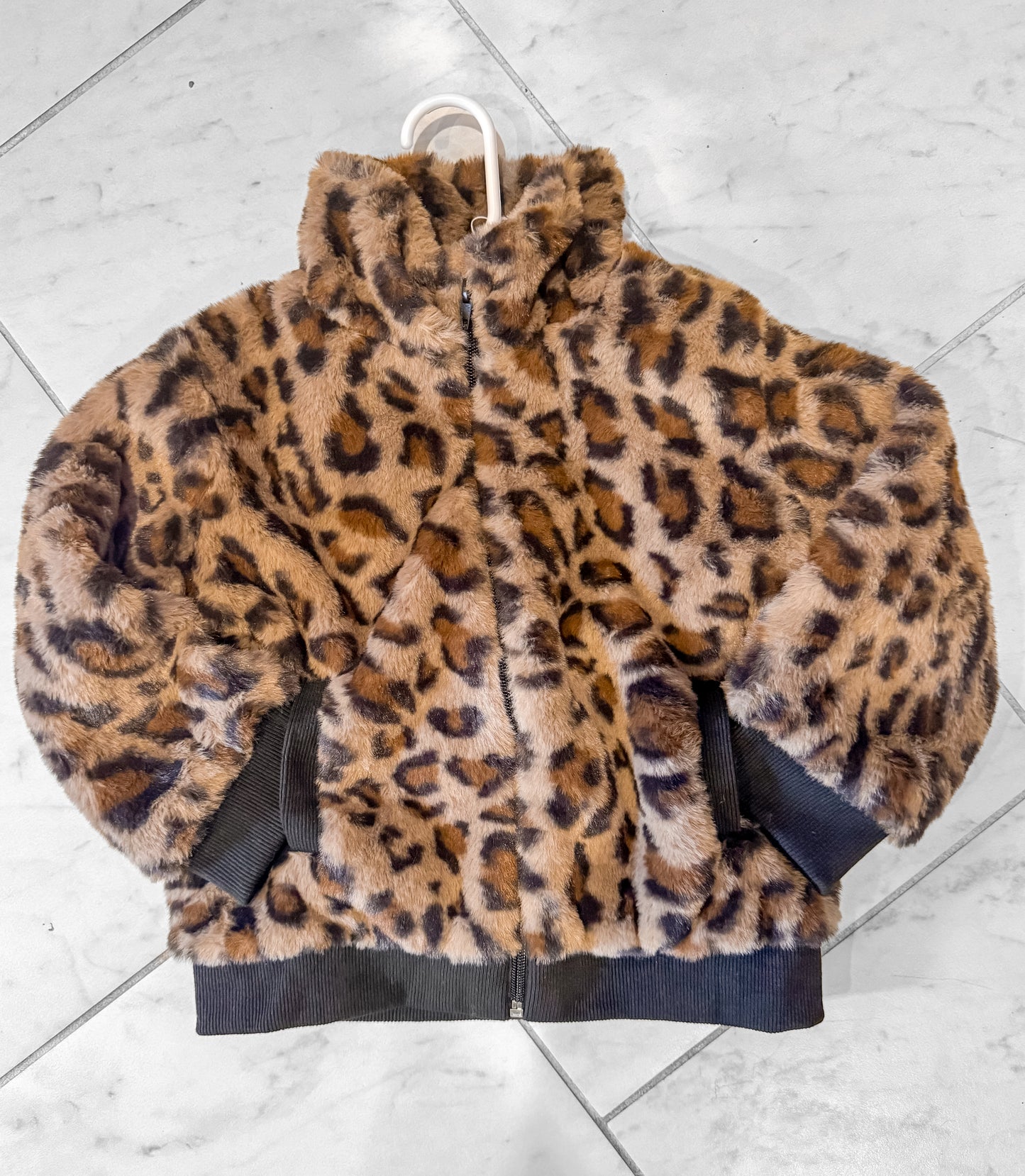 Sherpa Leopard Zip-up Jacket