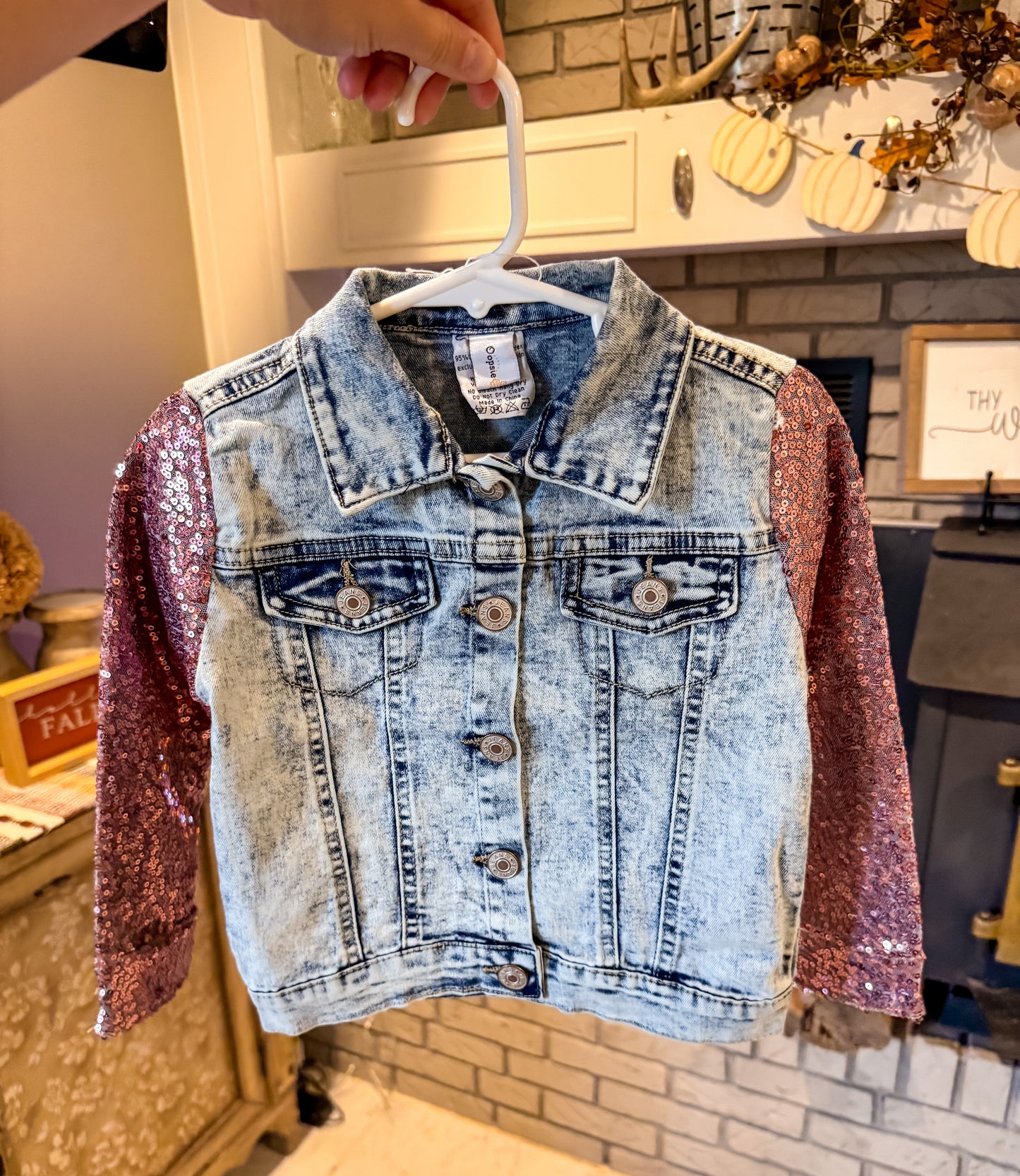 Sequin Sleeve Denim Jacket