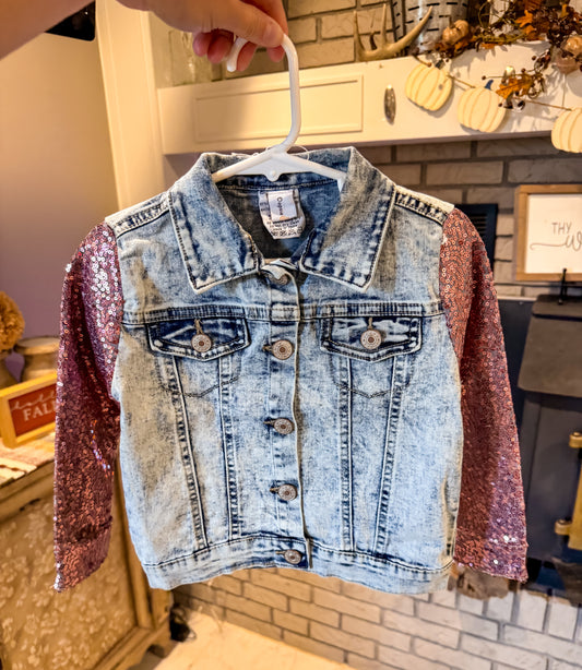 Sequin Sleeve Denim Jacket