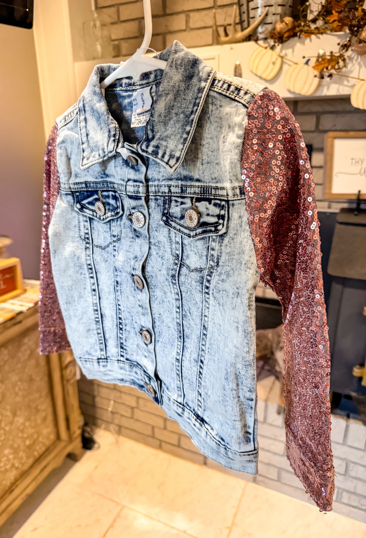 Sequin Sleeve Denim Jacket