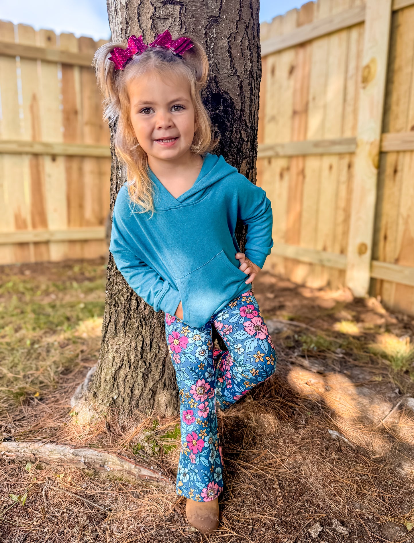 Teal Floral 2-pc Outfit