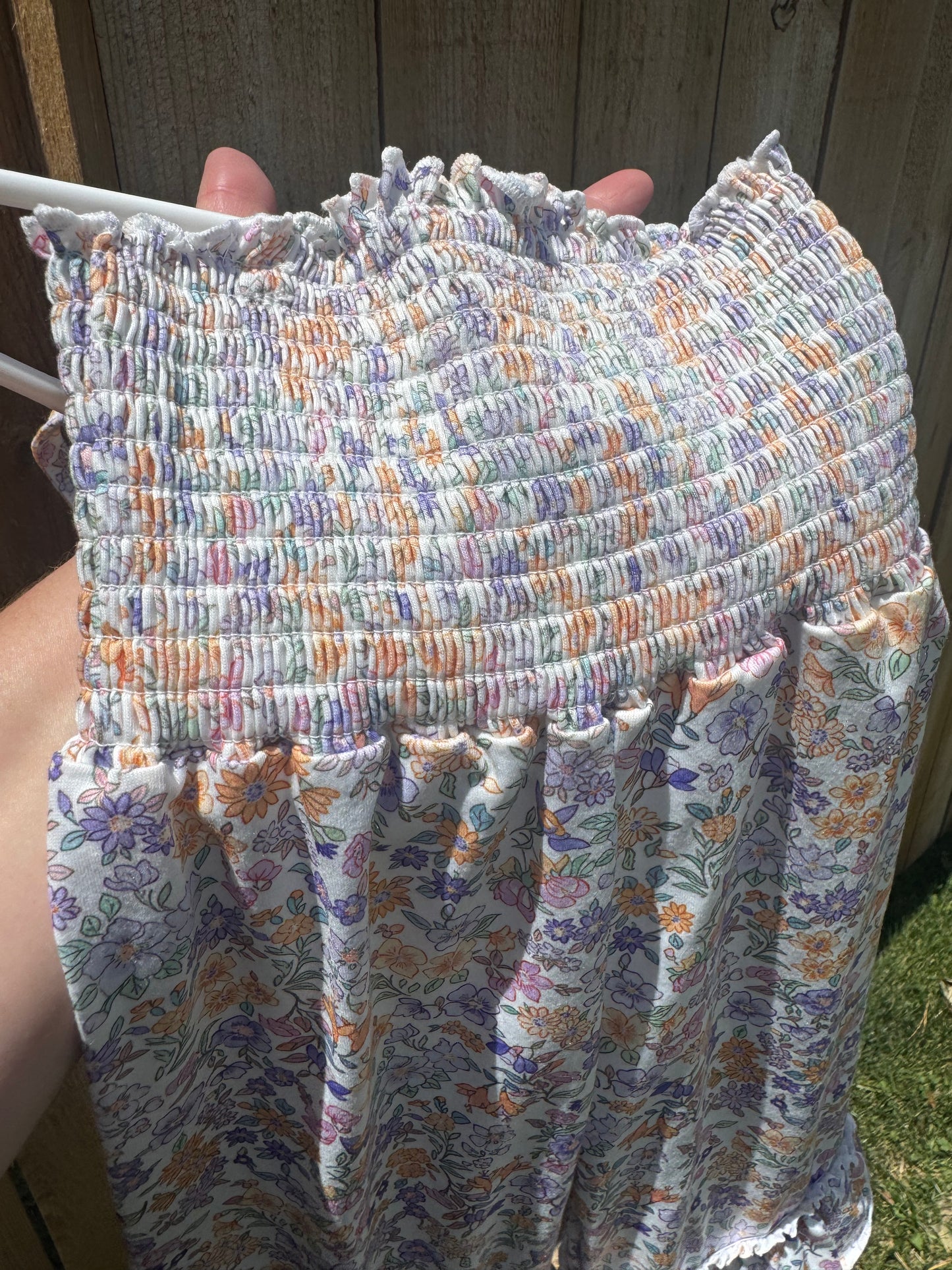 Purple Floral Smocked Ruffle Jumpsuit
