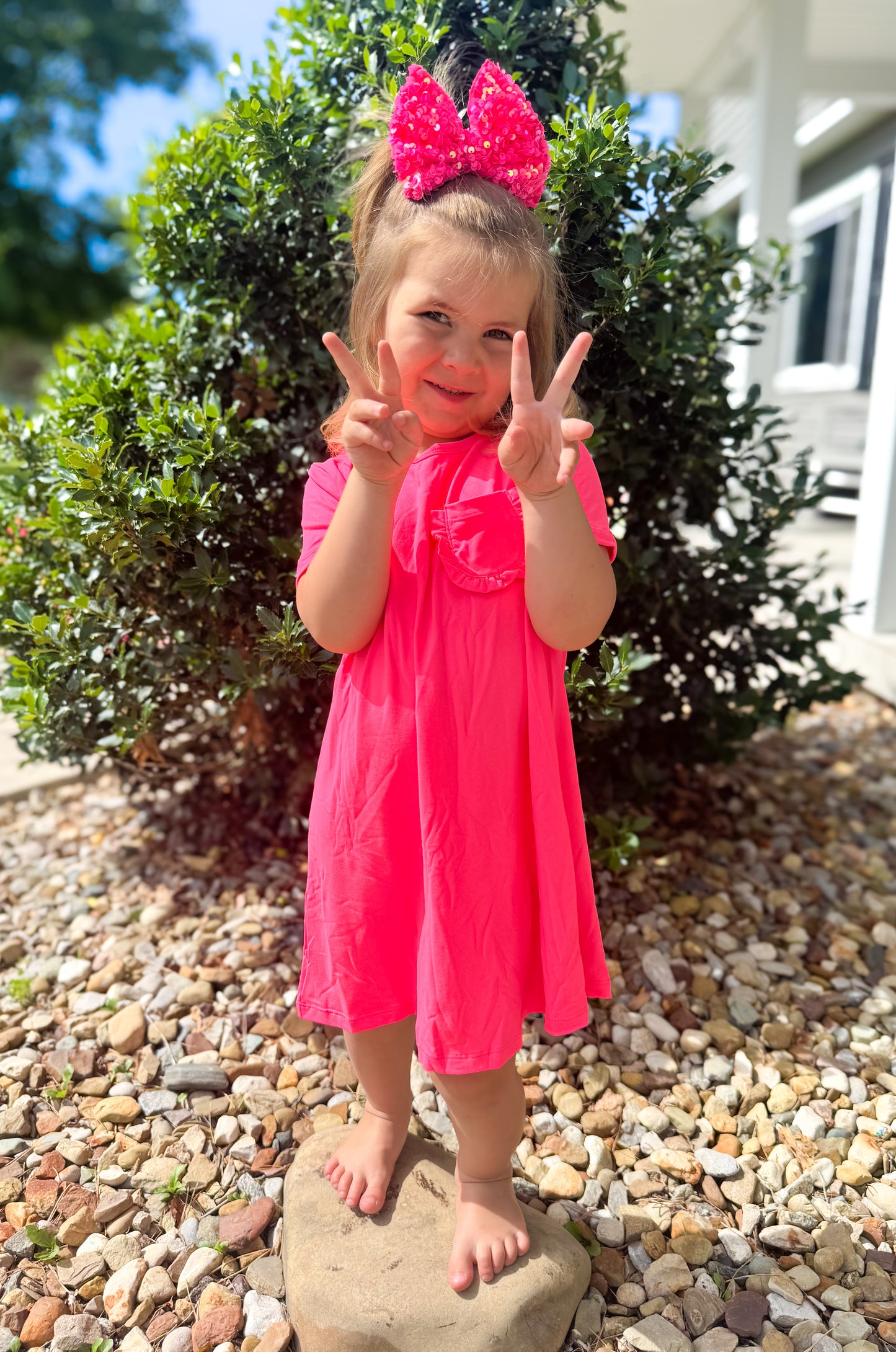 Neon Pink Pocket Tee Dress