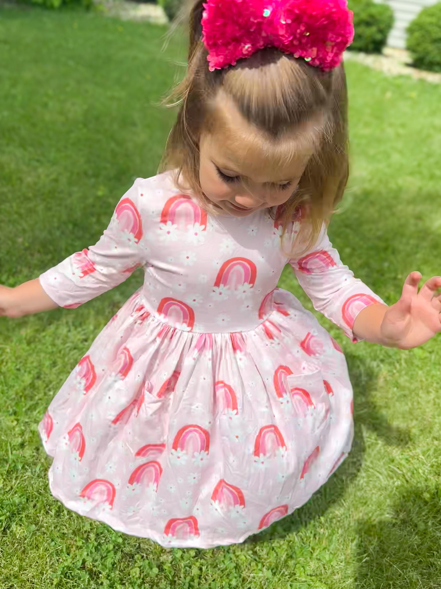 Rainbow Dream 3/4 Sleeve Twirl Dress