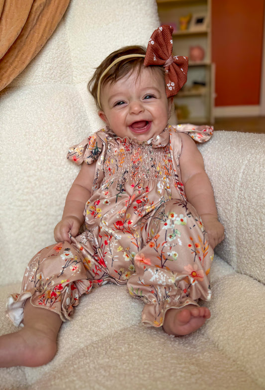 Fall Floral Infant Tie Romper