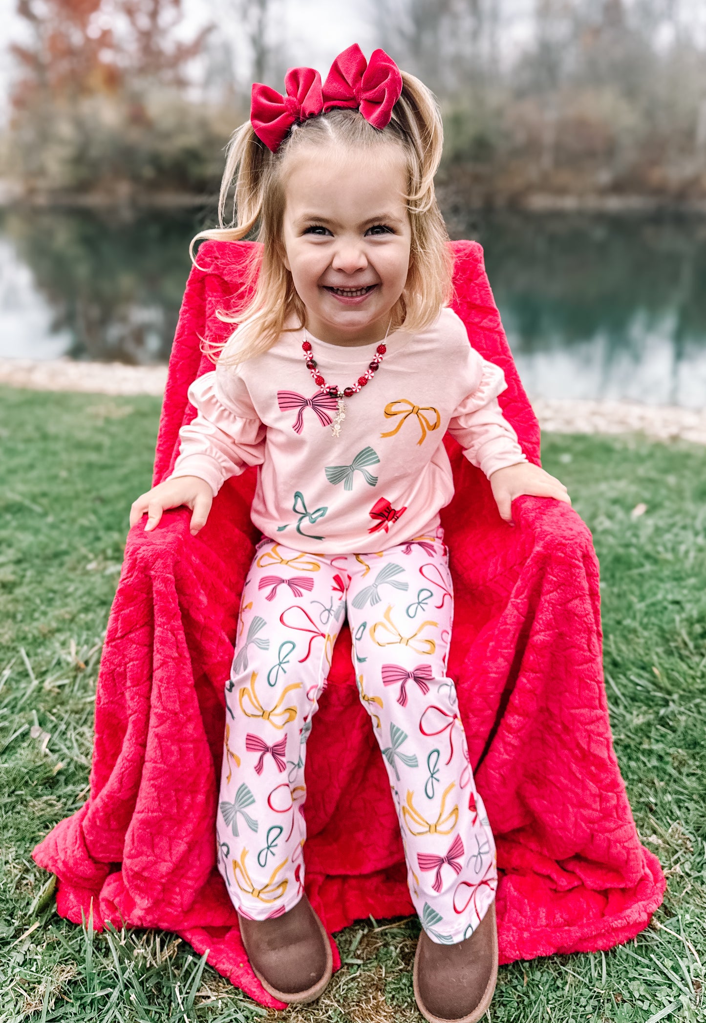 Christmas Bows Velour Set