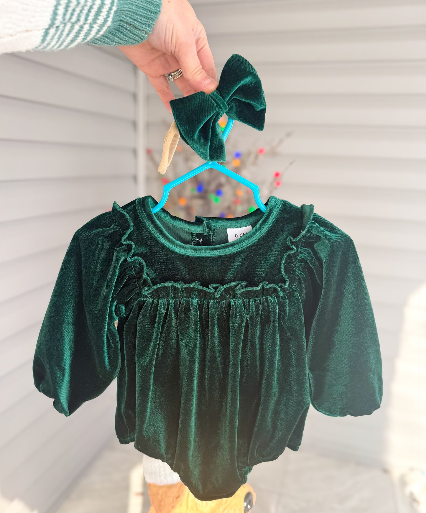 Infant Velvet Bubble Romper w/ Bow