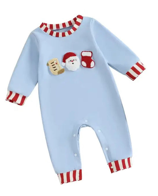 Checking His List Embroidered Romper