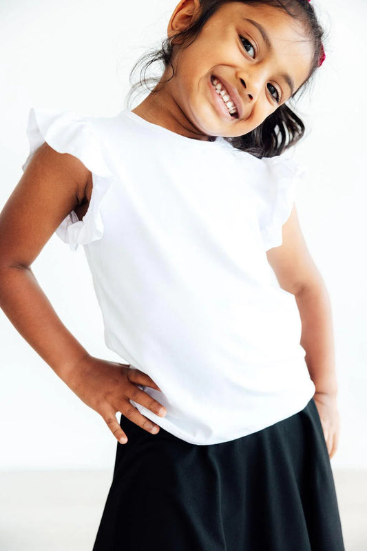 White Ruffle Tee