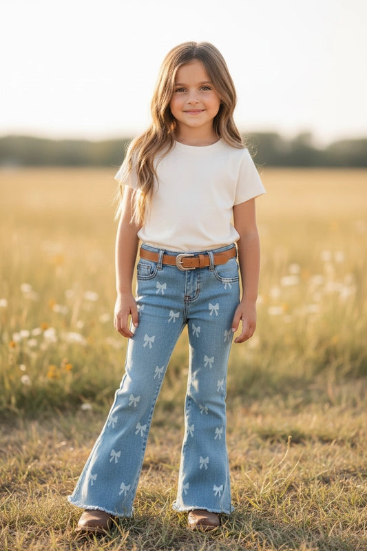 Bow Bottom Flare Jeans