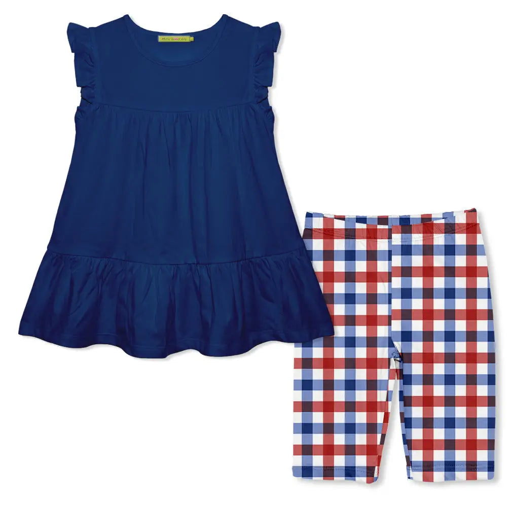 Todder/Big Girl Ruffle Sleeved Tiered Top w/ Bikers (Choose Your Color!)