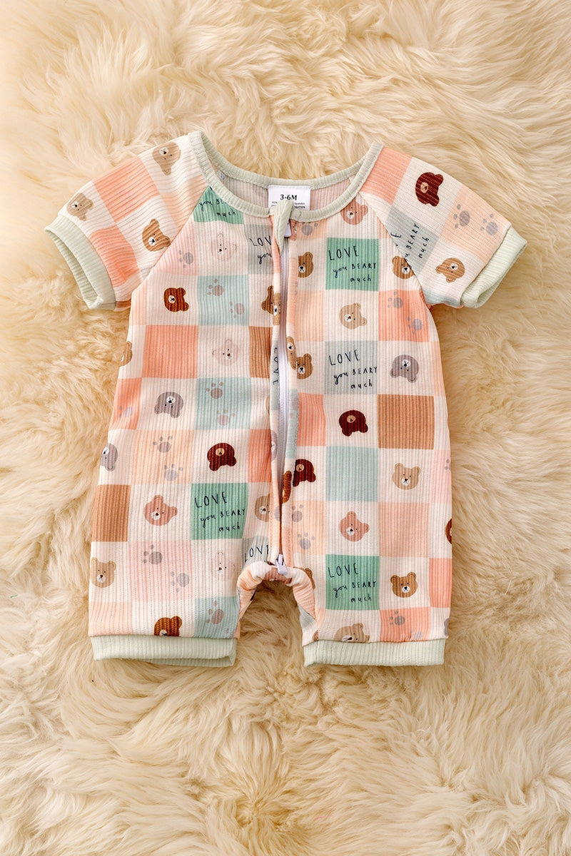 Love You Beary Much Shorts Romper